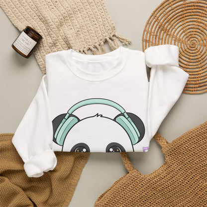 Kawaii Panda Music Sweatshirt, Cute Headphone Panda Crewneck