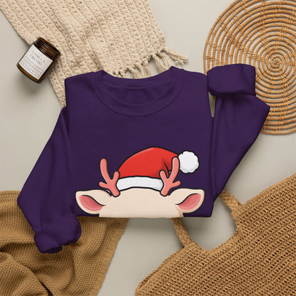 Kawaii Reindeer Christmas Sweatshirt, Cute Holiday Crewneck