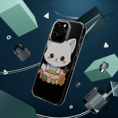 Christmas Fox Clear Phone Case, Kawaii Cookie Baker
