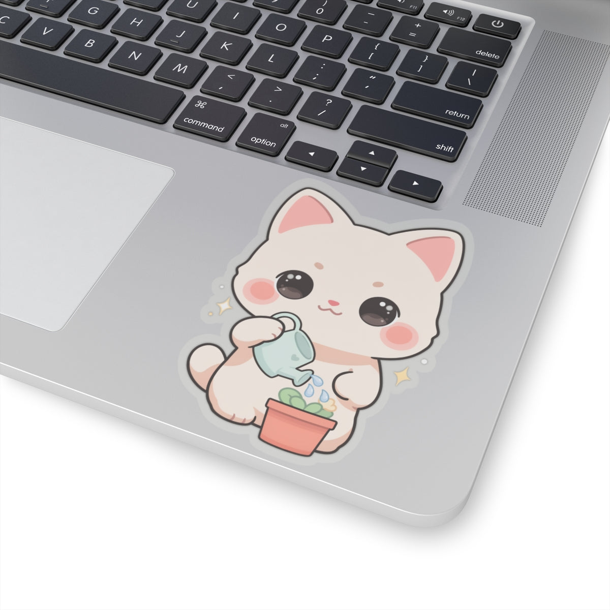 Kawaii Cat Plant Care Sticker for Journals and Laptops