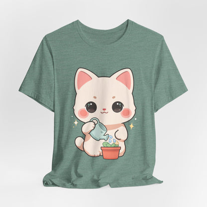 Kawaii Cat Gardening T-Shirt for Plant Lovers