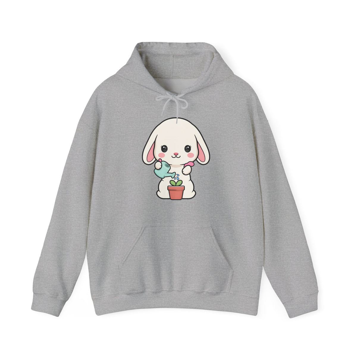 Kawaii Bunny Gardening Hoodie, Cute Plant Lover Sweatshirt