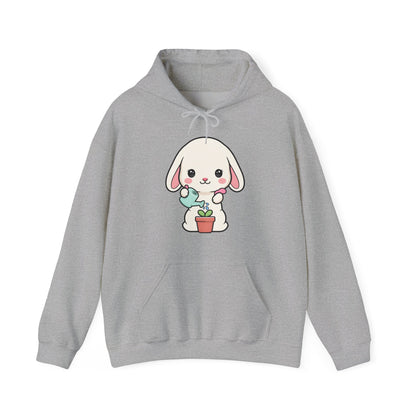 Kawaii Bunny Gardening Hoodie, Cute Plant Lover Sweatshirt