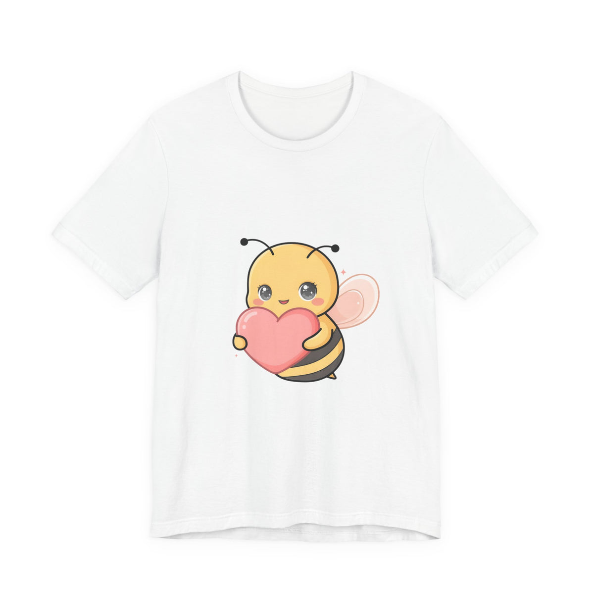 Kawaii Bee T-Shirt: Sweet Heart-Loving Unisex Tee