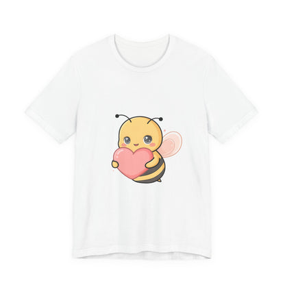 Kawaii Bee T-Shirt: Sweet Heart-Loving Unisex Tee