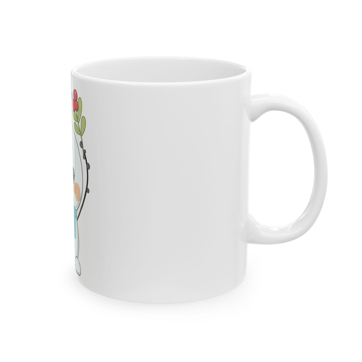 Kawaii Snowman Christmas Mug with Mistletoe
