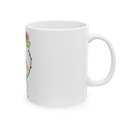 Kawaii Snowman Christmas Mug with Mistletoe