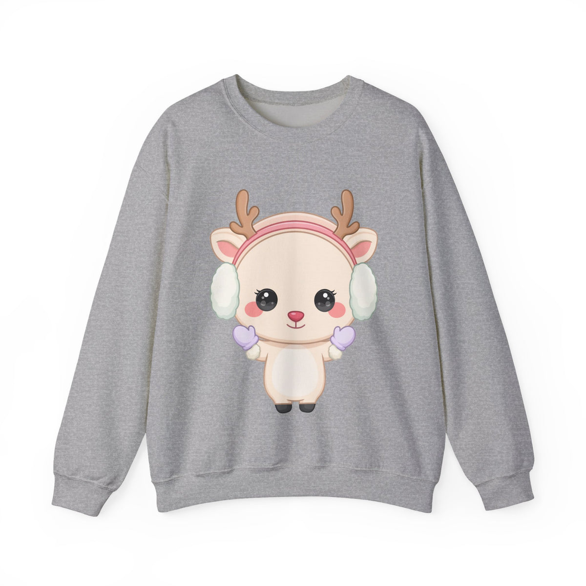 Kawaii Reindeer Sweatshirt, Cute Winter Crewneck
