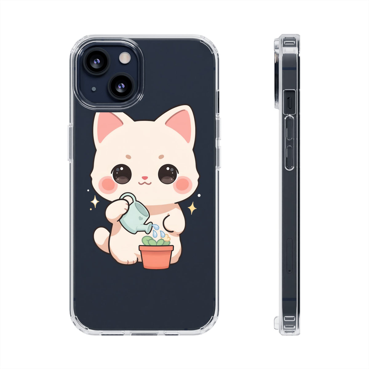 Kawaii Cat Phone Case, Cute Plant Lover Gift