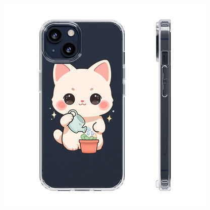 Kawaii Cat Phone Case, Cute Plant Lover Gift