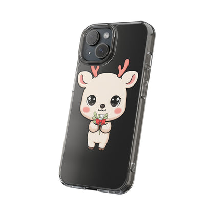 Kawaii Christmas Reindeer Clear Phone Case Gift