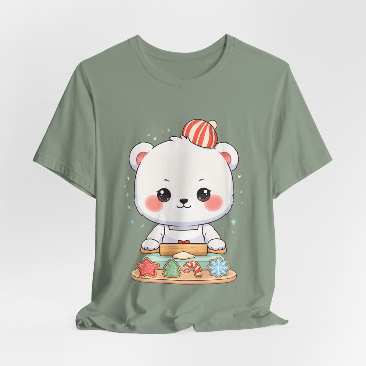 Christmas Cookie Baking Polar Bear Tee, Kawaii Holiday Shirt