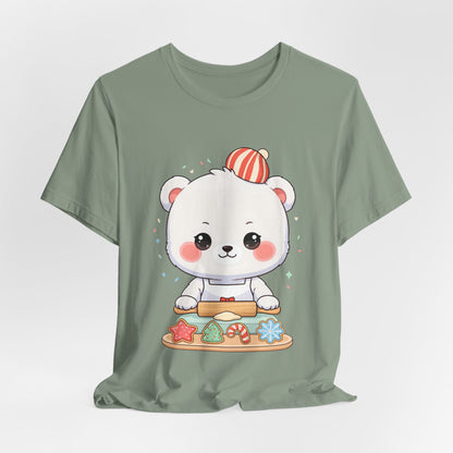 Christmas Cookie Baking Polar Bear Tee, Kawaii Holiday Shirt
