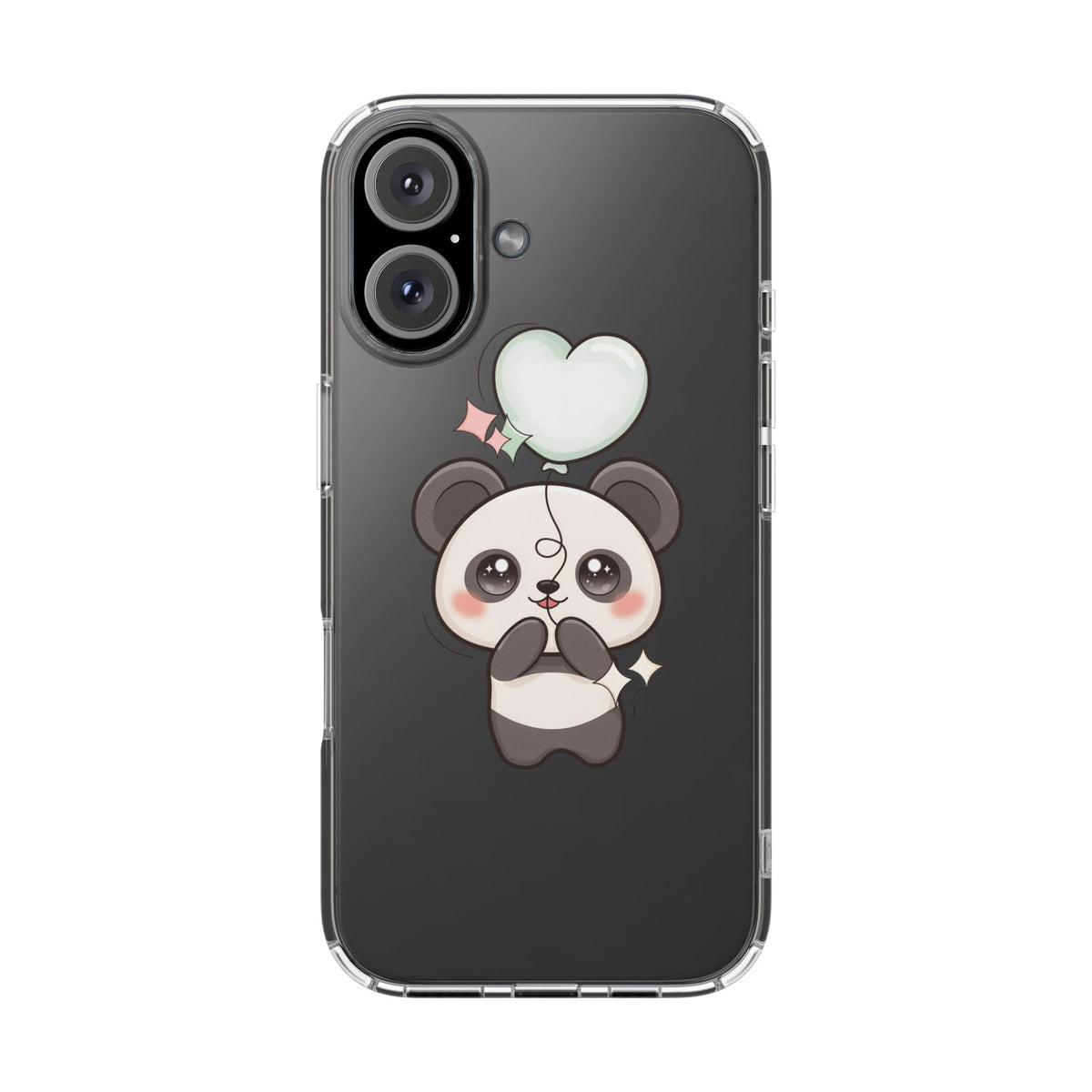 Kawaii Panda Clear Phone Case with Balloon