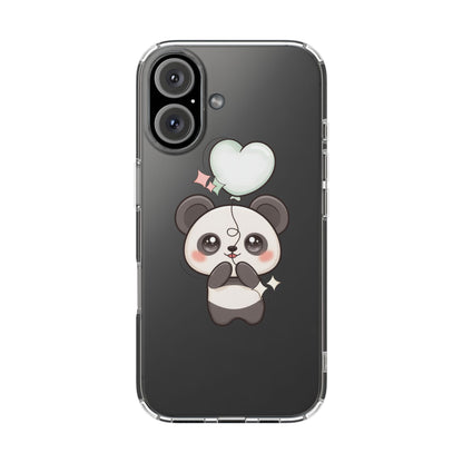 Kawaii Panda Clear Phone Case with Balloon