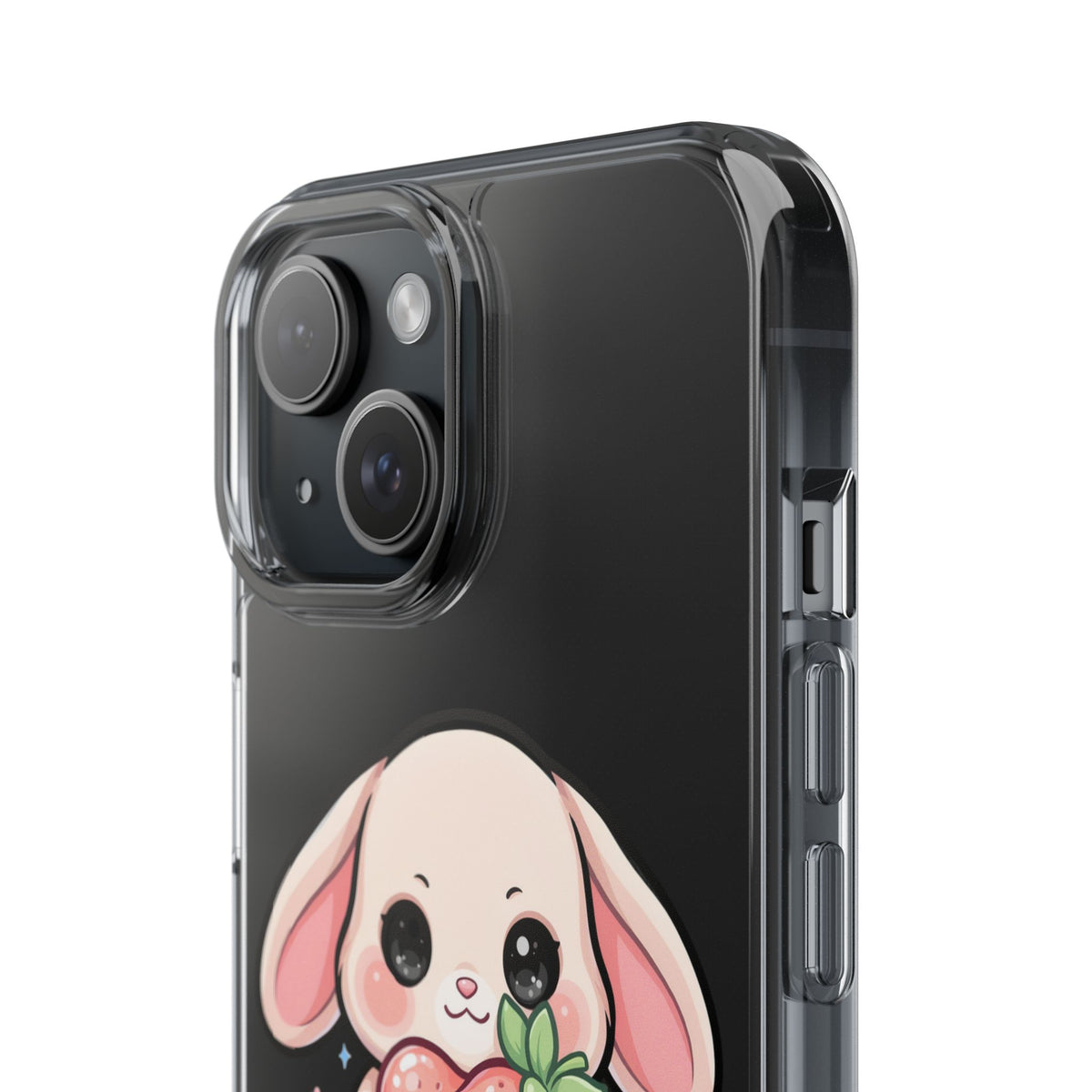 Kawaii Bunny Strawberry Phone Case, Clear Impact-Resistant