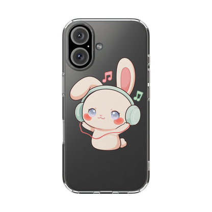 Kawaii Bunny Phone Case, Cute Music Lover Gift