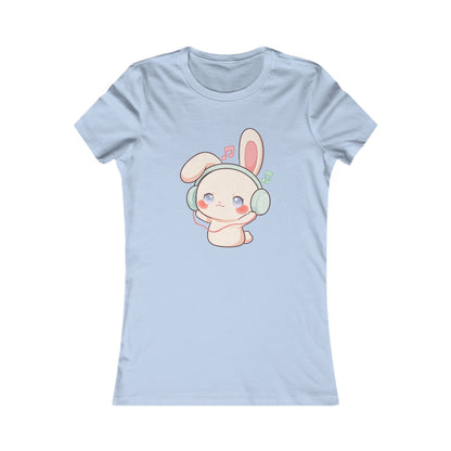 Kawaii Bunny Music Shirt for Women, Cute Headphone Rabbit Tee