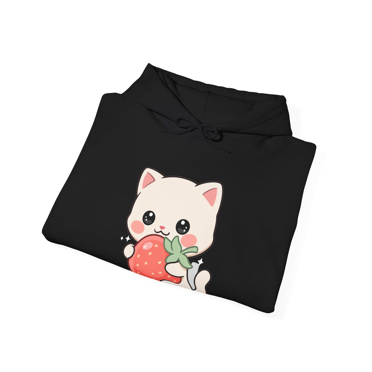 Kawaii Cat Strawberry Hoodie, Cute Chibi Cat Sweatshirt