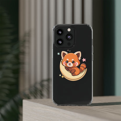Red Panda Phone Case, Kawaii Moon Companion