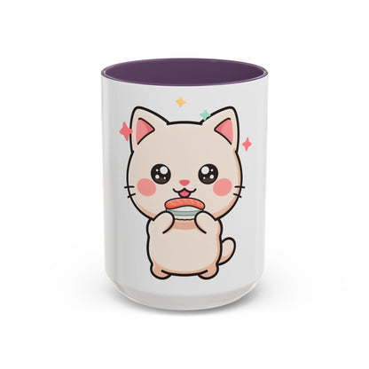 Kawaii Cat Sushi Mug, Cute Accent Coffee Mug
