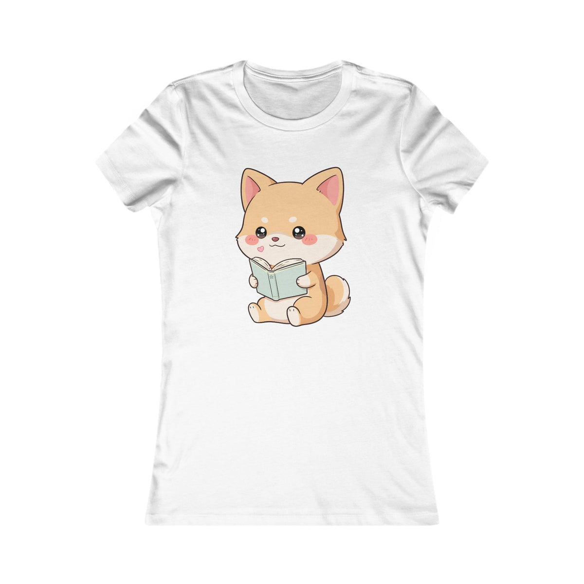 Kawaii Shiba Inu Reading Tee for Book Lovers