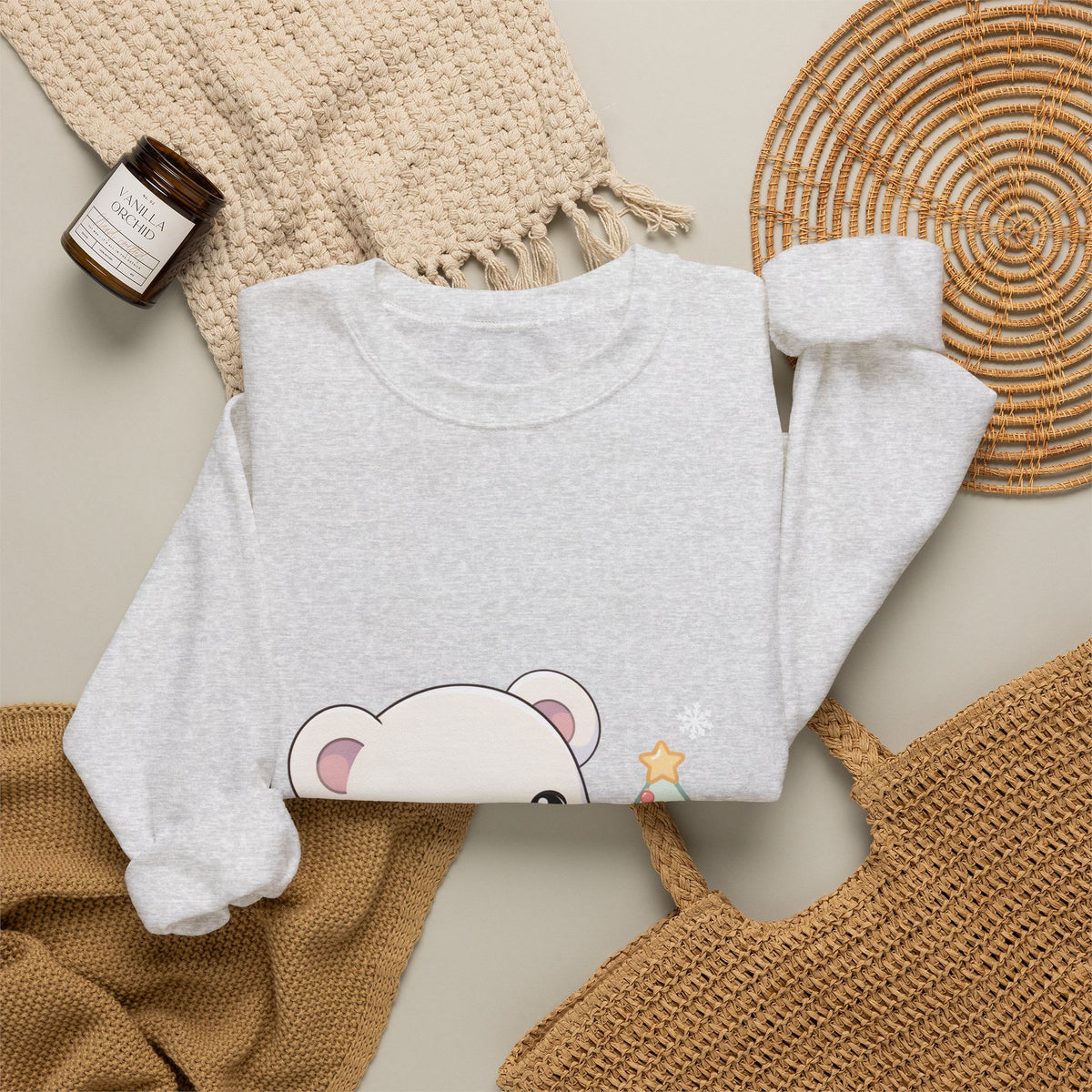 Kawaii Polar Bear Christmas Sweatshirt for Cozy Tree Trimming