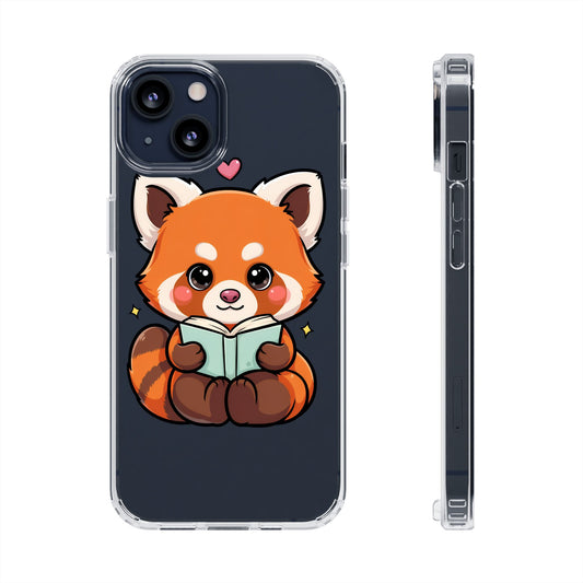 Red Panda Reading Phone Case, Cute Kawaii Book Lover Gift