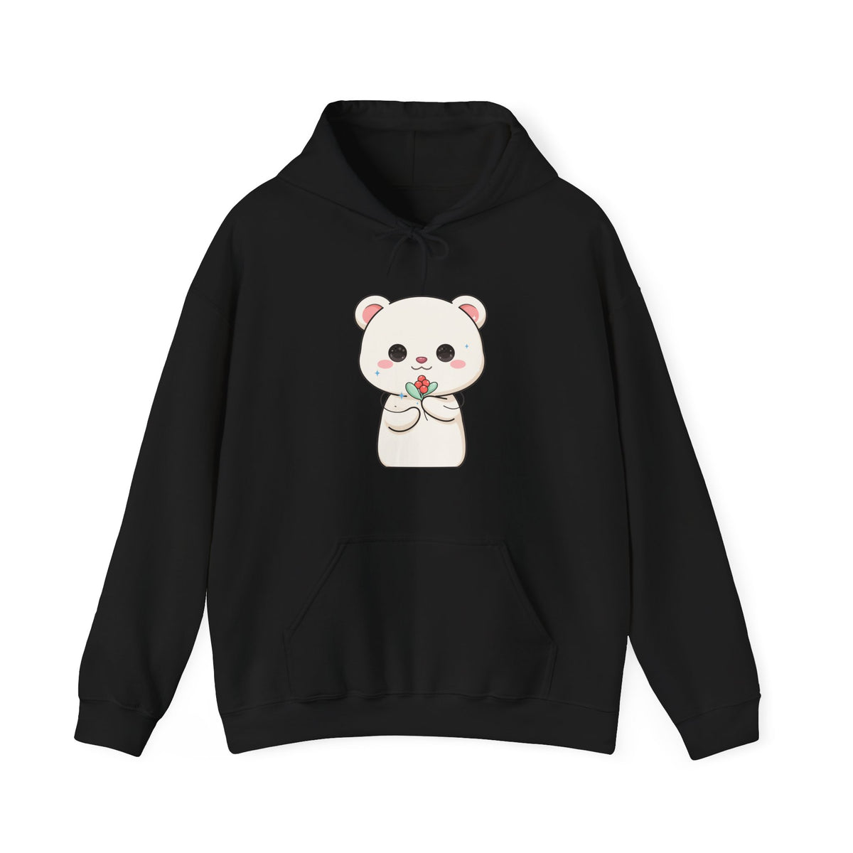 Kawaii Polar Bear Christmas Hoodie with Mistletoe