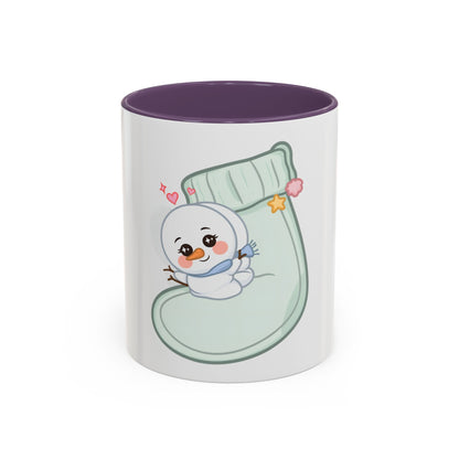 Christmas Snowman Accent Coffee Mug, Cute Holiday Gift
