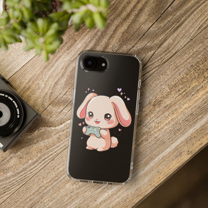 Kawaii Bunny Gamer Clear Impact-Resistant Phone Case