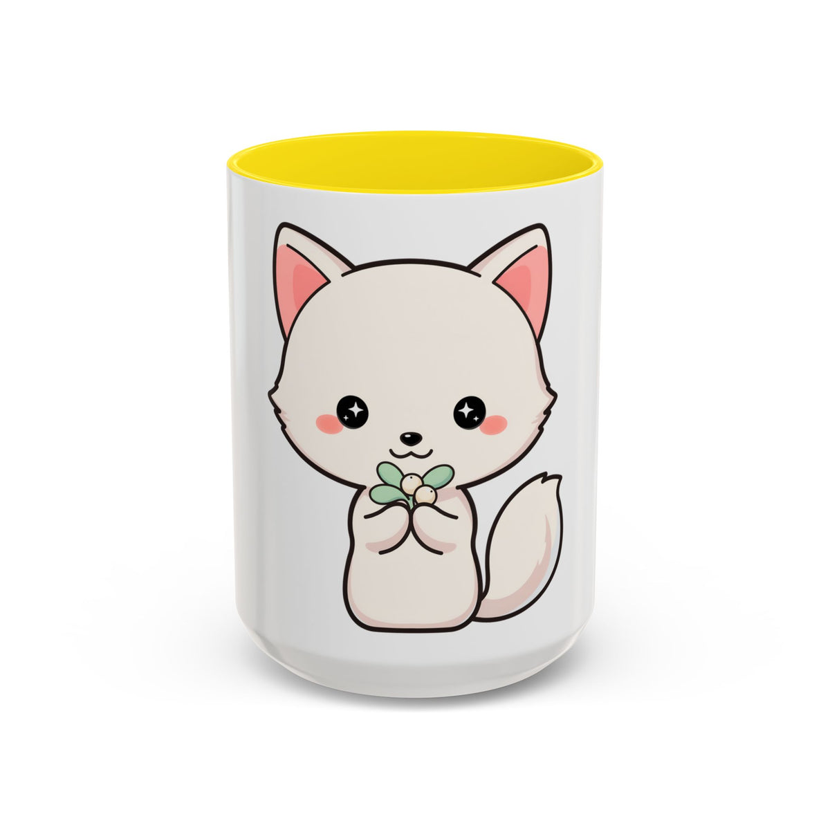 Kawaii Arctic Fox Christmas Accent Coffee Mug