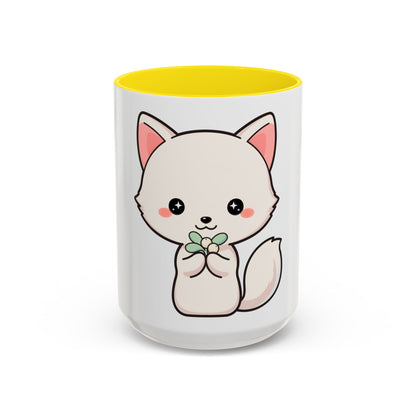 Kawaii Arctic Fox Christmas Accent Coffee Mug