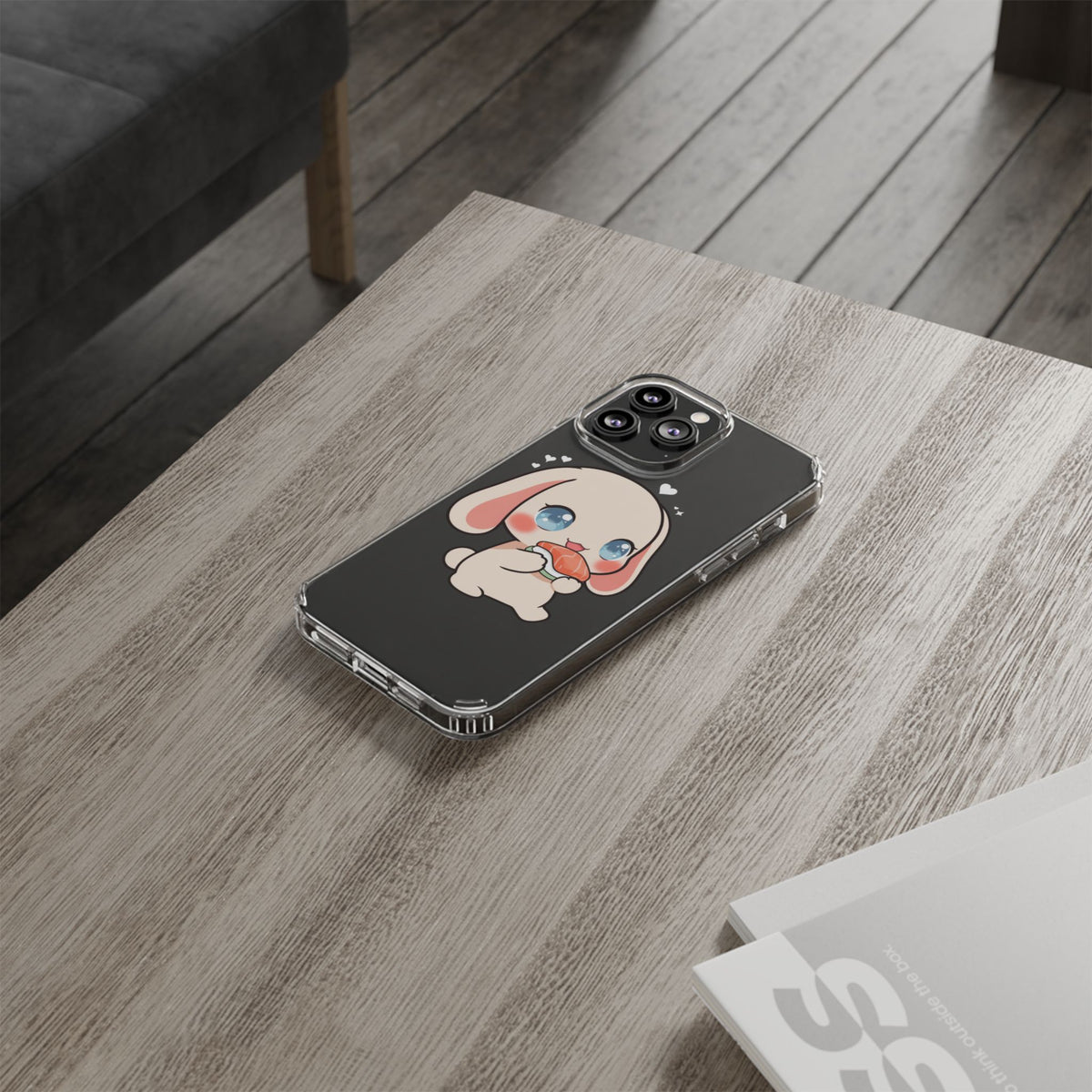 Kawaii Bunny Sushi Phone Case, Clear Impact-Resistant