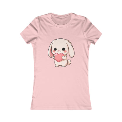 Kawaii Bunny Women's T-Shirt: Cute Heart-Loving Rabbit