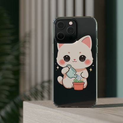 Kawaii Cat Phone Case, Cute Plant Lover Gift