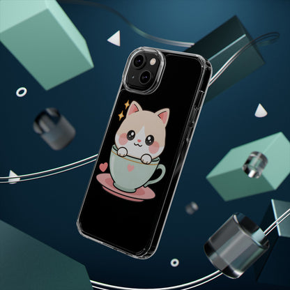 Kawaii Cat Phone Case, Cute Teacup Kitty Gift