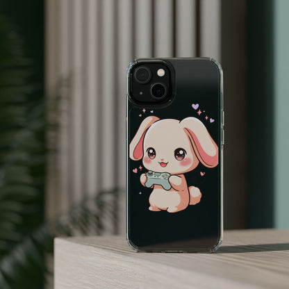 Kawaii Bunny Gamer Clear Impact-Resistant Phone Case