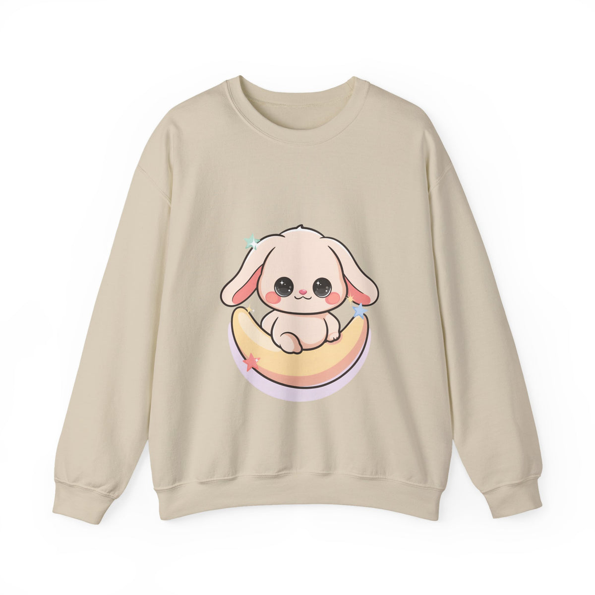 Kawaii Bunny Sweatshirt, Cute Crescent Moon Gift