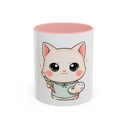 Kawaii Cat Artist Accent Coffee Mug