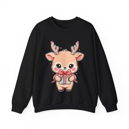 Kawaii Reindeer Christmas Sweatshirt, Cute Gift Crewneck