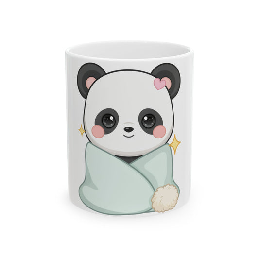 Cozy Panda Mug, Kawaii Blanket Buddy Ceramic Cup