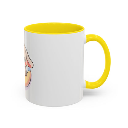 Kawaii Bunny Accent Coffee Mug, Cute Moon Rabbit Gift