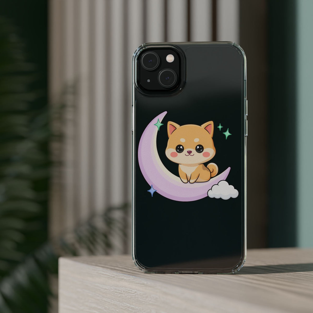 Kawaii Shiba Inu Phone Case – Crescent Moon Cutie