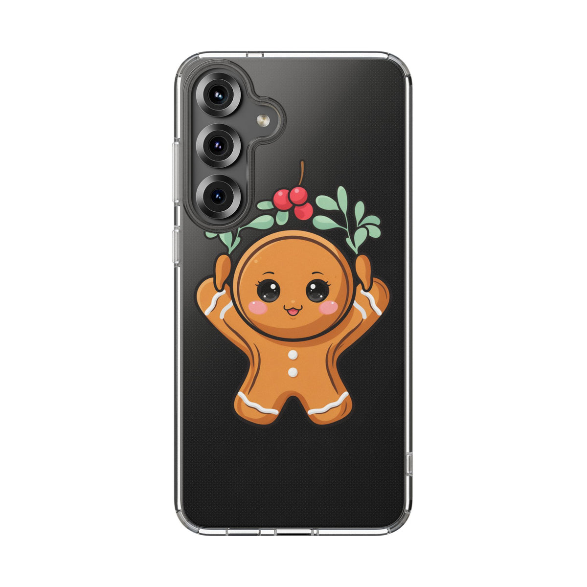 Kawaii Gingerbread Phone Case with Mistletoe Cheer