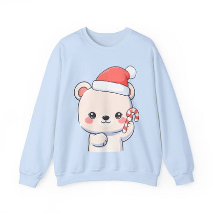 Kawaii Polar Bear Christmas Sweatshirt, Santa Cub Crewneck