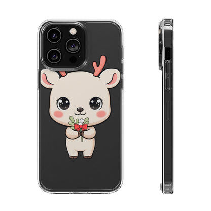 Kawaii Christmas Reindeer Clear Phone Case Gift