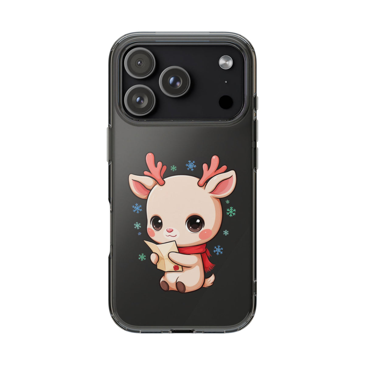 Christmas Reindeer Clear Impact-Resistant Phone Case