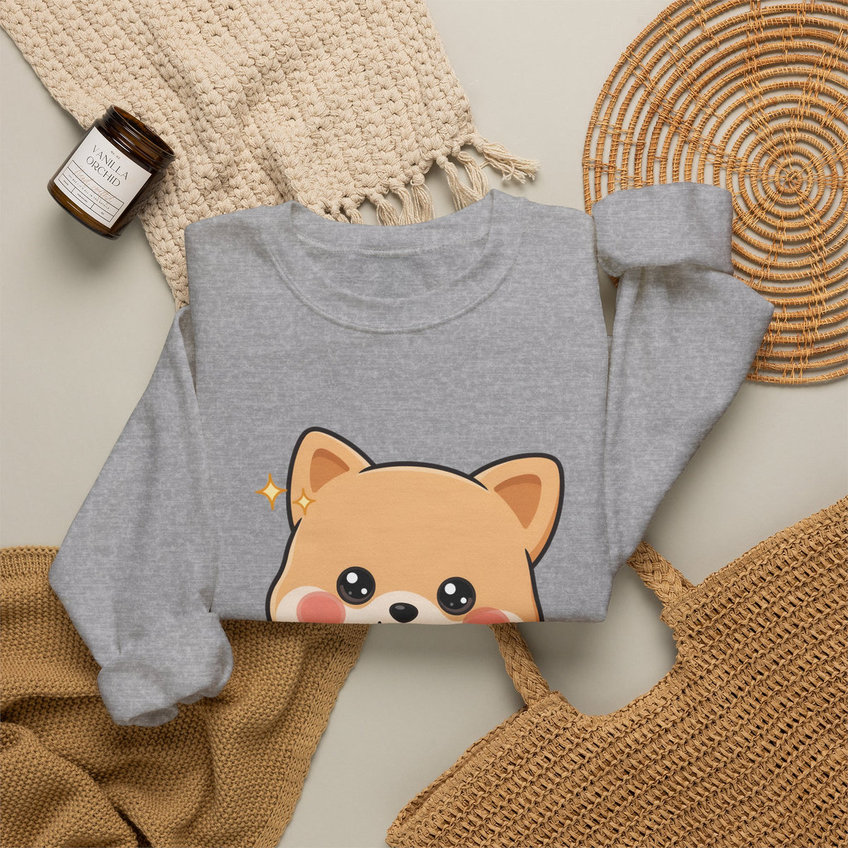 Kawaii Shiba Inu Sweatshirt, Cute Puppy Crewneck