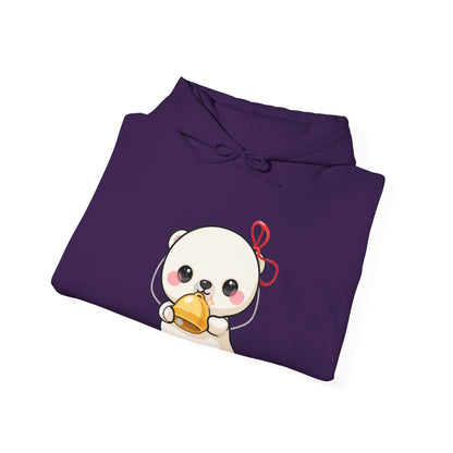 Kawaii Polar Bear Hoodie, Cute Jingle Bell Sweatshirt